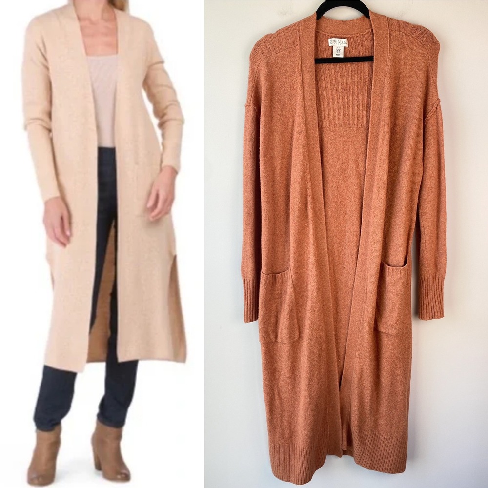 Ruby Moon Womens Longline Cardigan M Orange Open Front‎ Sweater Boho Loungewear